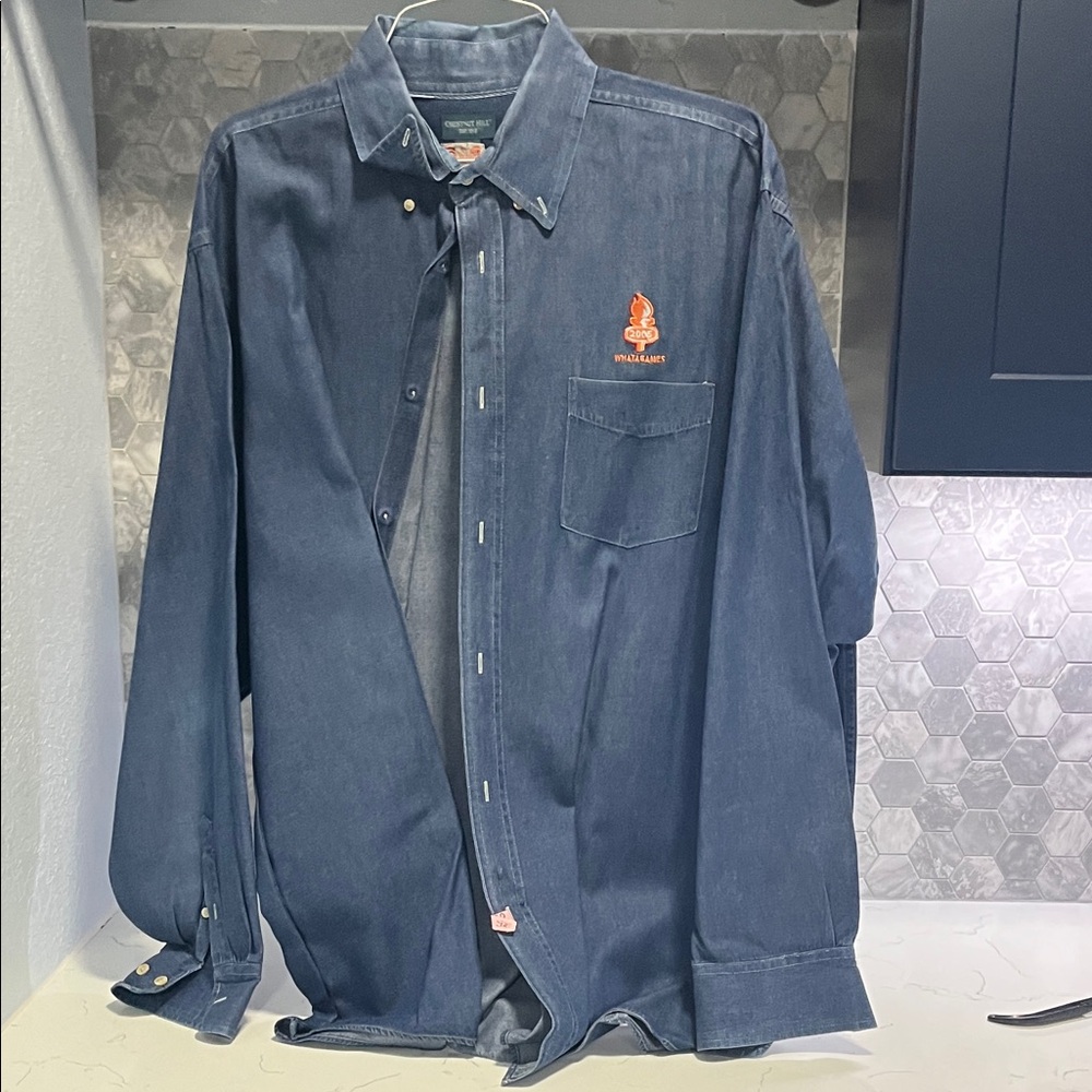Whataburger Men's Blue Dress Shirt